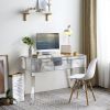 FCH MDF Mirror Surface Full Glass Three-Pump Computer Desk Silver