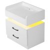 Nightstand with 2 Drawers; USB Charging Ports; Wireless Charging and Remote Control LED Light-White