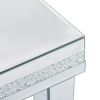 ON-TREND Fashionable Modern Glass Mirrored Side Table; Easy Assembly End Table with Crystal Design and Adjustable Height Legs; Silver