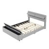 Queen Size Upholstery Platform Bed with Storage Headboard and Footboard,Support Legs