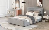 Queen Size Upholstery Platform Bed with Storage Headboard and Footboard,Support Legs