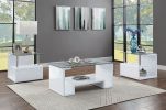 Nevaeh End Table; Clear Glass &amp; White High Gloss Finish 82362