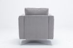 Modern Velvet Armchair Tufted Button Accent Chair Club Chair with Steel Legs for Living Room Bedroom; Grey