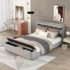 Queen Size Upholstery Platform Bed with Storage Headboard and Footboard,Support Legs