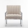 Velvet tufted armchair Silver armrest accent chair