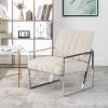 Velvet tufted armchair Silver armrest accent chair