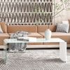 39.37 inch Whole Tempered Glass Tea Table Coffee Table; Table for Living Room; White