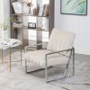 Velvet tufted armchair Silver armrest accent chair