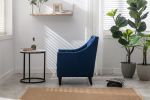 Velvet Accent Chair; Modern and Cozy Sofa Chair with Wood Legs; Tufted Accent Armchair for Living Room/Bedroom/Office/Guest Room; SAPPHIREBLUE