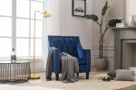 Velvet Accent Chair; Modern and Cozy Sofa Chair with Wood Legs; Tufted Accent Armchair for Living Room/Bedroom/Office/Guest Room; SAPPHIREBLUE