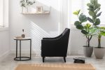 Velvet Accent Chair; Modern and Cozy Sofa Chair with Wood Legs; Tufted Accent Armchair for Living Room/Bedroom/Office/Guest Room; BLACK