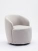 Velvet Fabric Swivel Accent Armchair Barrel Chair With Black Powder Coating Metal Ring; Gray