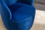 Velvet Fabric Swivel Accent Armchair Barrel Chair With Black Powder Coating Metal Ring; Blue