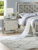 Contemporary 2 Drawers Nightstand In Silver