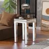 ON-TREND Fashionable Modern Glass Mirrored Side Table; Easy Assembly End Table with Crystal Design and Adjustable Height Legs; Silver
