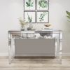 FCH MDF Mirror Surface Full Glass Three-Pump Computer Desk Silver
