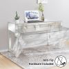 FCH MDF Mirror Surface Full Glass Three-Pump Computer Desk Silver