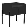 Nightstand with Drawer ; Storage Bedside Table with USB Charging Ports- Black