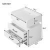 Nightstand with 2 Drawers; USB Charging Ports; Wireless Charging and Remote Control LED Light-White