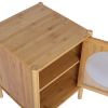 1 Door nightstand; Bamboo Mid Century Modern Nightstand; Bedside Table Accent End Table Side Table for Bedroom; Living Room; Natural