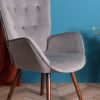 Modern Wingback Accent Armchair Living Room Tufted Velvet Upholstery; DARK GREY