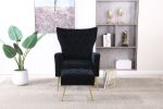 Modern Accent Chair with Ottoman; Comfy Armchair for Living Room; Bedroom; Apartment; Office (Black)