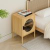 1 Door nightstand; Bamboo Mid Century Modern Nightstand; Bedside Table Accent End Table Side Table for Bedroom; Living Room; Natural