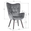 Modern Wingback Accent Armchair Living Room Tufted Velvet Upholstery; DARK GREY