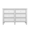 Elegant Mirrored Dresser with 6 Drawers; Modern Silver Finished Dresser 56.1&ldquo;L x 18.1&rdquo; W x 36.4&rdquo; H for Living Room Bedroom