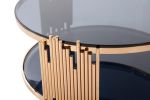 Modrest Bryce Modern Smoked Glass &amp; Rosegold Round Coffee Table