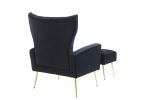 Modern Accent Chair with Ottoman; Comfy Armchair for Living Room; Bedroom; Apartment; Office (Black)