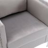 Modern Velvet Armchair Tufted Button Accent Chair Club Chair with Steel Legs for Living Room Bedroom; Grey