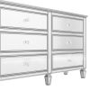Elegant Mirrored Dresser with 6 Drawers; Modern Silver Finished Dresser 56.1&ldquo;L x 18.1&rdquo; W x 36.4&rdquo; H for Living Room Bedroom