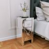 2 -Drawer Mirrored Nightstand, Modern End Table for Bedroom, Living Room, Silverr XH