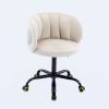 Zen Zone Velvet Leisure office chair; suitable for study and office; can adjust the height; can rotate 360 degrees; with pulley; Off-White