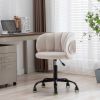 Zen Zone Velvet Leisure office chair; suitable for study and office; can adjust the height; can rotate 360 degrees; with pulley; Off-White