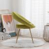 Olive Green Velvet Modern accent/Conversation Lounge Chair With Gold Plated Legs; unique appearance; Suitable For Office; Lounge; Living Room