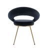 Black Velvet Modern accent/Conversation Lounge Chair With Gold Plated Legs; unique appearance; Suitable For Office; Lounge; Living Room; set of 2
