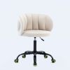Zen Zone Velvet Leisure office chair; suitable for study and office; can adjust the height; can rotate 360 degrees; with pulley; Off-White