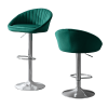 Zen Zone Modern Adjustable Counter Height Bar Stools/Dining Chairs With Back and Footrest; Emerald Flannelette; Set of 2