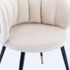 Off-White Velvet lounge chair; black metal feet; unique back design; suitable for office; living room; bedroom