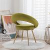 Olive Green Velvet Modern accent/Conversation Lounge Chair With Gold Plated Legs; unique appearance; Suitable For Office; Lounge; Living Room
