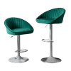 Zen Zone Modern Adjustable Counter Height Bar Stools/Dining Chairs With Back and Footrest; Emerald Flannelette; Set of 2