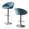 Zen Zone Modern Adjustable Counter Height Bar Stools/Dining Chairs With Back and Footrest; Blue Flannelette; Set of 2