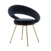 Black Velvet Modern accent/Conversation Lounge Chair With Gold Plated Legs; unique appearance; Suitable For Office; Lounge; Living Room; set of 2