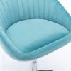 Zen Zone Modern Adjustable Counter Height Bar Stools/Dining Chairs With Back and Footrest; Blue Flannelette; Set of 2