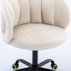 Zen Zone Velvet Leisure office chair; suitable for study and office; can adjust the height; can rotate 360 degrees; with pulley; Off-White