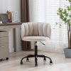 Zen Zone Velvet Leisure office chair; suitable for study and office; can adjust the height; can rotate 360 degrees; with pulley; Off-White