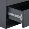 Nightstand with 2 Drawers; USB Charging Ports; Wireless Charging and Remote Control LED Light-Dark Gray