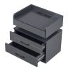 Nightstand with 2 Drawers; USB Charging Ports; Wireless Charging and Remote Control LED Light-Dark Gray
